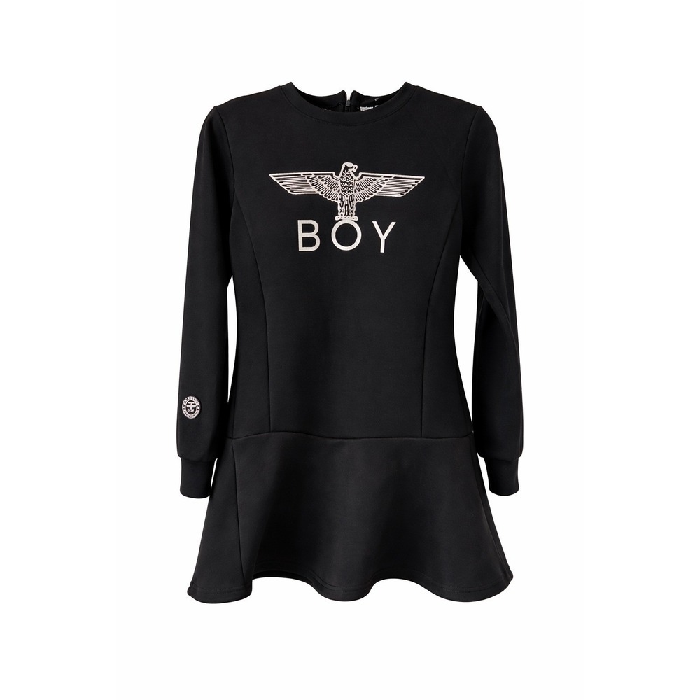 BOY London Black Peplum Sweatshirt Dress – Size XL – Above the Knee 100% Cotton